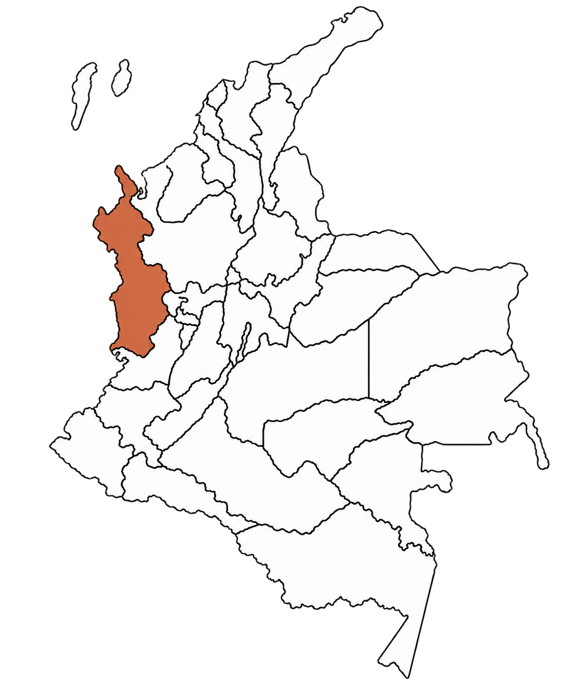 Mapa de Colombia con el departamento del Chocó destacado
